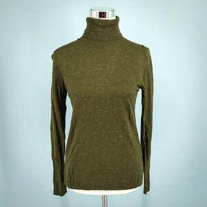 Whistles Size 6 Green Metallic Speckled Turtleneck Lightweight Knit Sweater Top